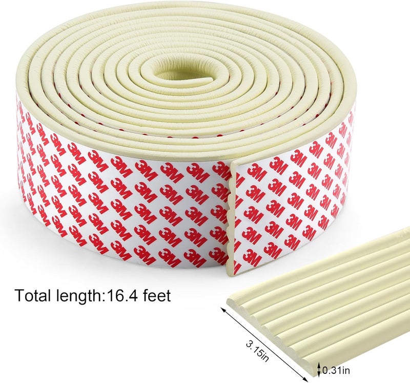 Dovesail Upgrade Baby Proofing Edge Corner Protector,16.4ft Edge Guards Padding with 3M Adhesive, Extra-Wide Soft Rubber Foam Padding, Furniture, Sharp Edge Safety Corner Edge Bumper Guard-Cream - Image 2